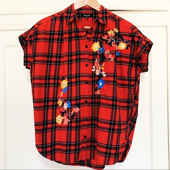 Madewell Central Floral Dahl Plaid Button Down - Picture 2 of 3